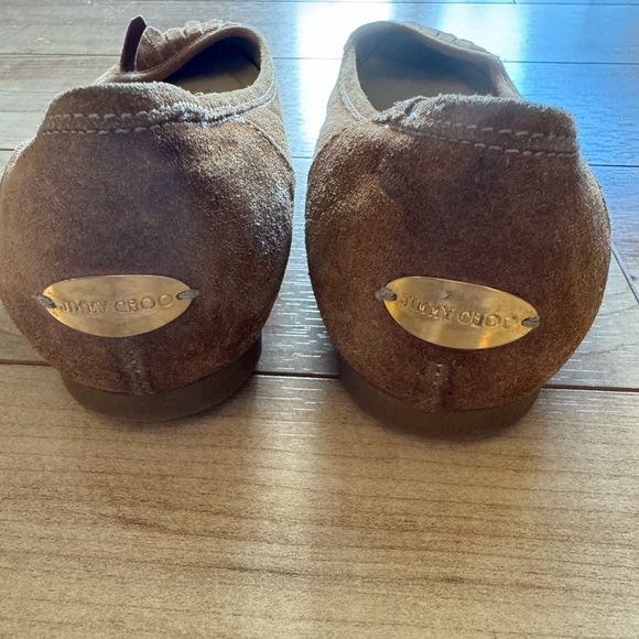 Jimmy Choo suede ballet flats/ moccasins tan suede sz 37 / 6.5 - Picture 4 of 6